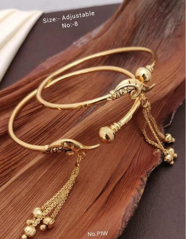 Gold Platted Brass &Copper Arificial Bangles - Free Size, Gold , Metal/Brass, Bangle Set, Multipack 1